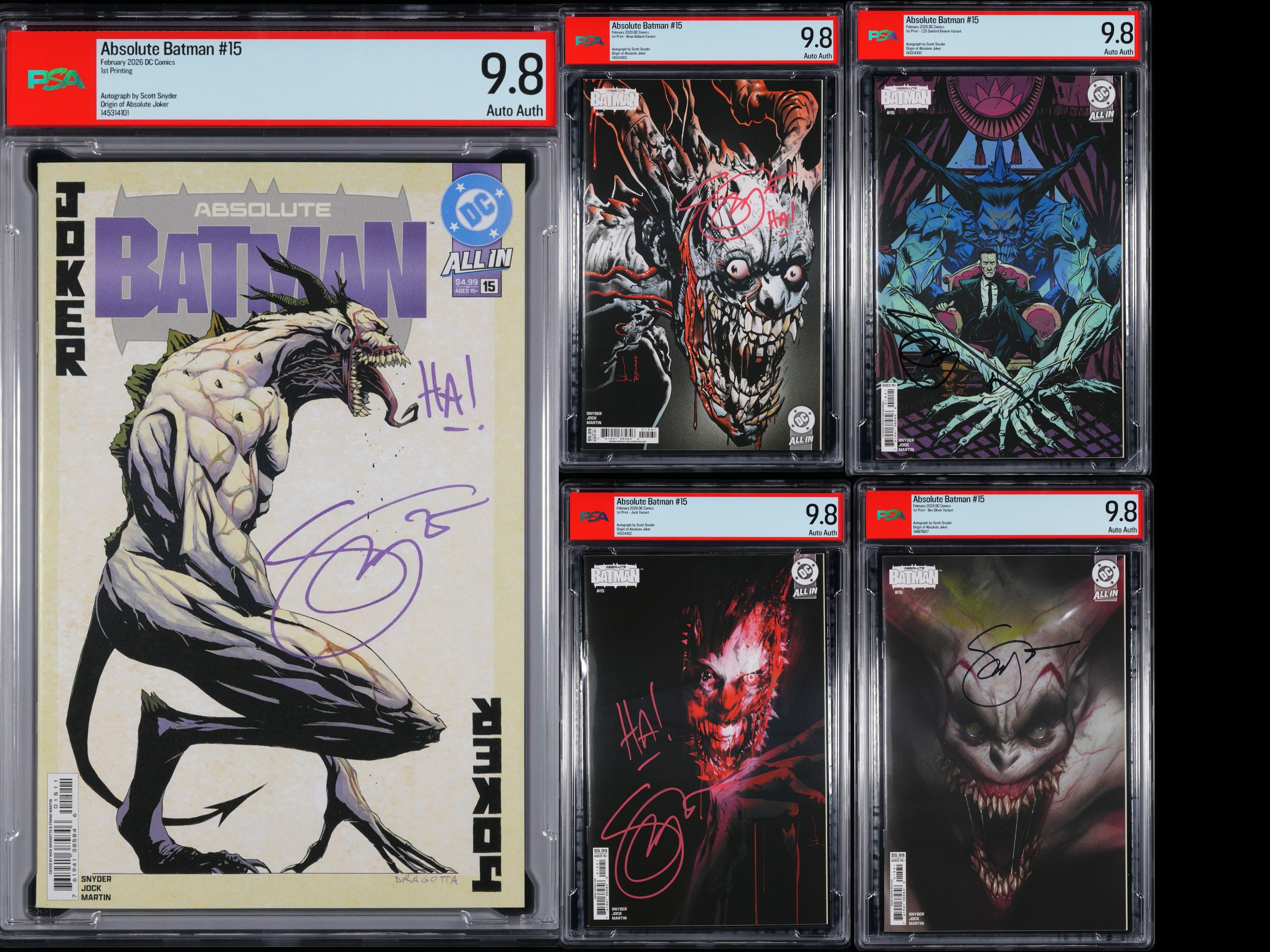 Absolute Batman #15 PSA 9.8 Bundle Snyder Signed/Remark AB Joker 1st APP