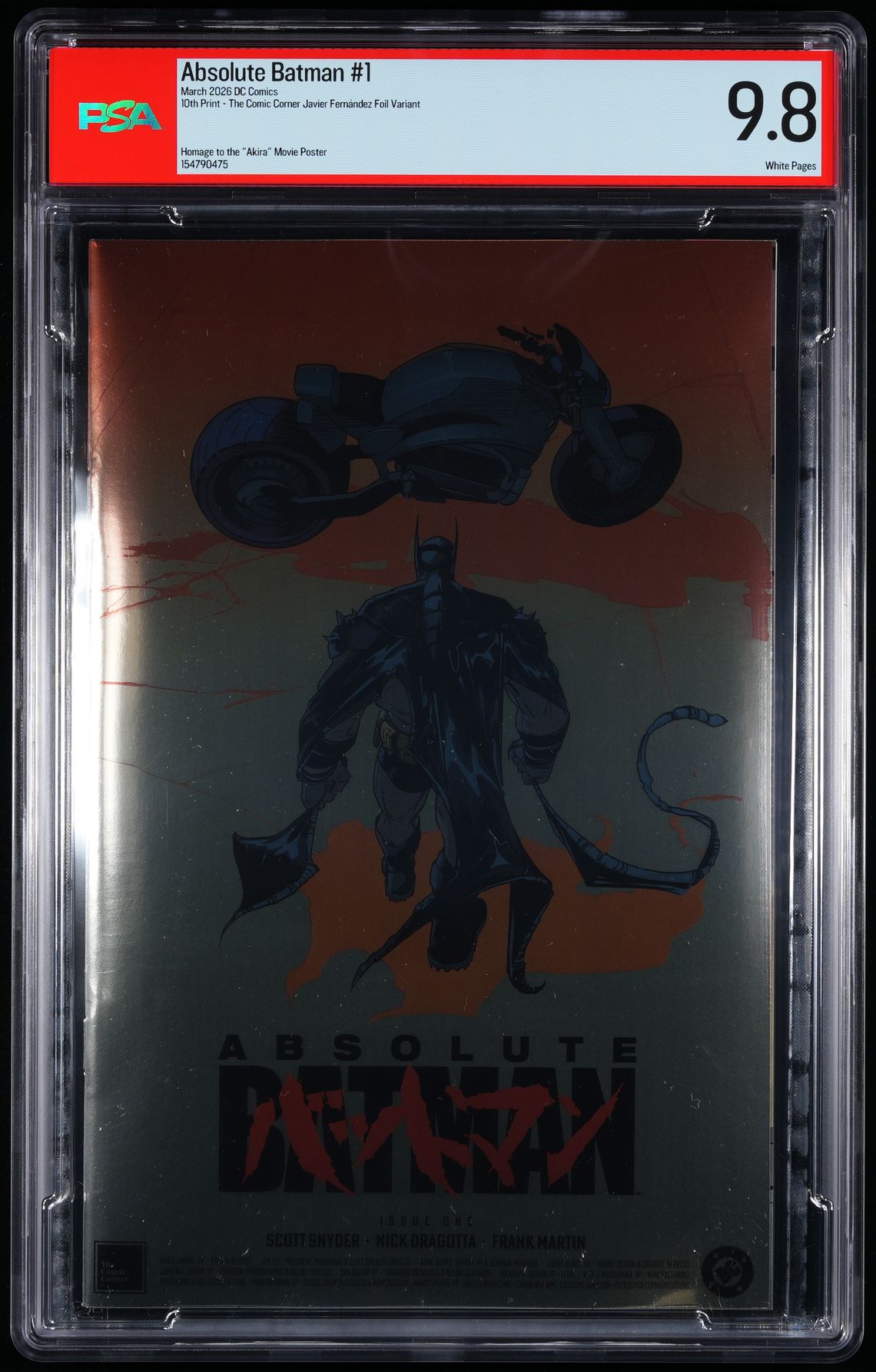 ABSOLUTE BATMAN #1 PSA 9.8 AKIRA FOIL TENTH 10th PRINT JAVIER FERNANDEZ VARIANT