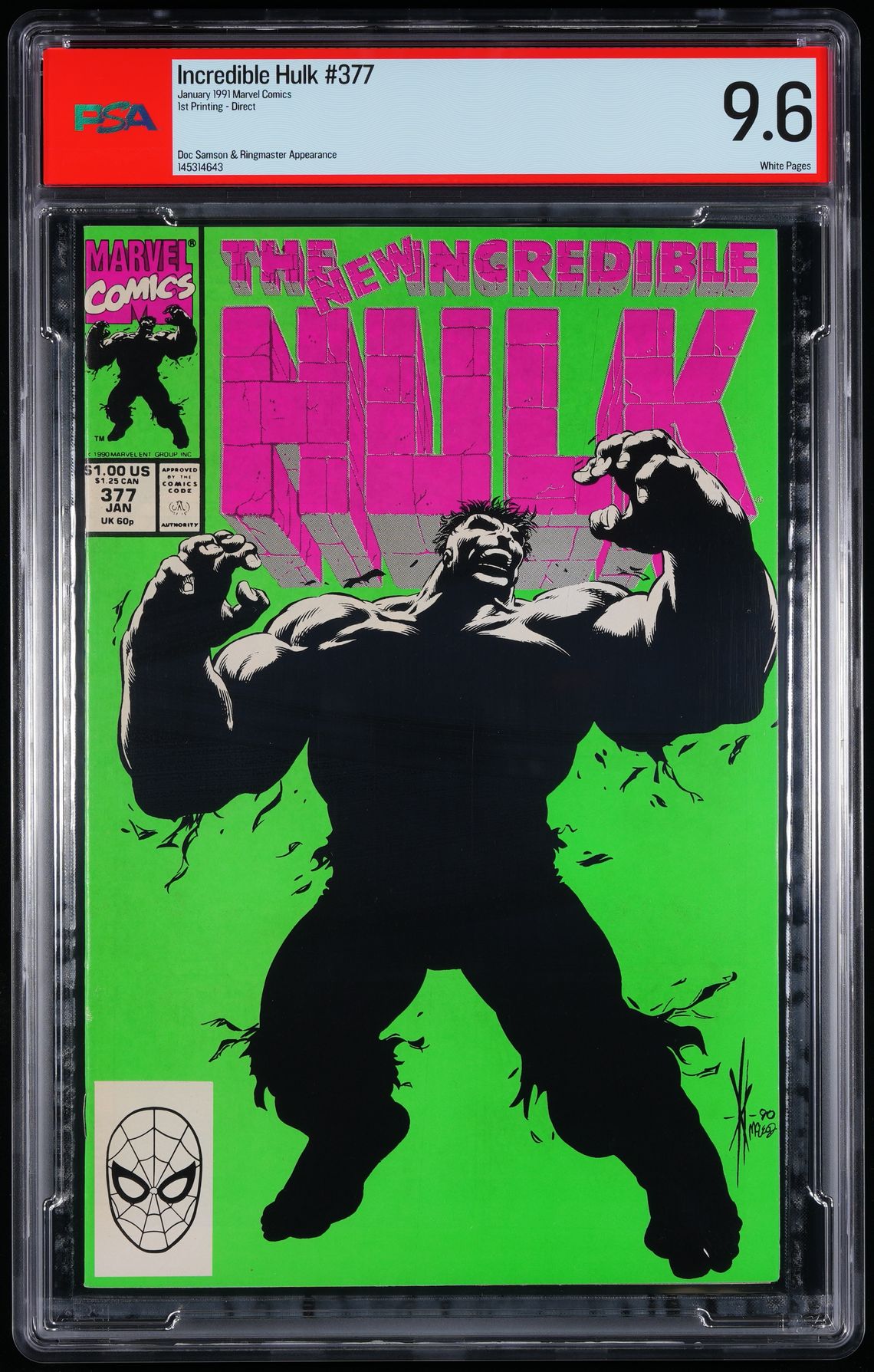 Incredible Hulk #377 - PSA 9.6 - White Pages - Marvel Comics 1991